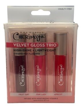 Max Makeup Cherimoya Lip Polish Clear Gloss 3 Pc Set New In Box The Creme Shop